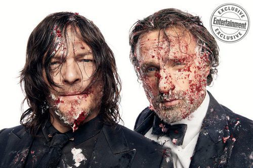 Norman Reedus y Andrew Lincoln ('The Walking Dead') con sangre en la cara