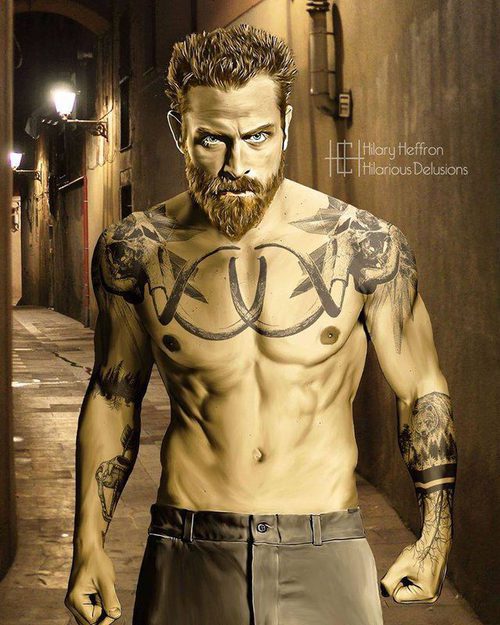 Tormund Matagigantes ('Juego de Tronos') tatuado en una solitaria calle