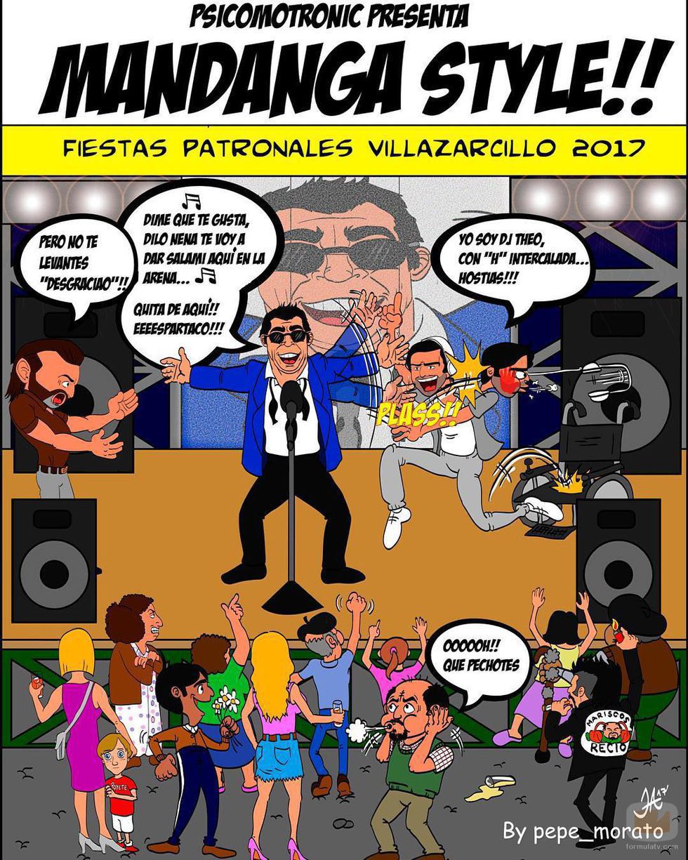 Ilustración de Amador cantando en 'La que se avecina' por Pepe Alabarce