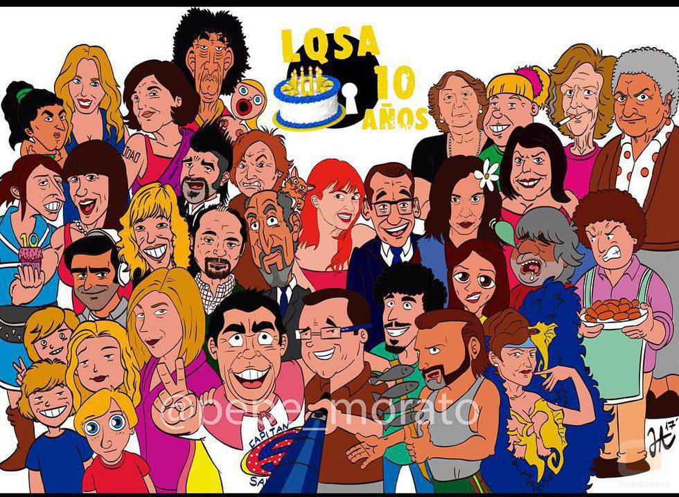 Ilustración de todos los personajes de 'La que se avecina' de Pepe Alabarce por los diez años