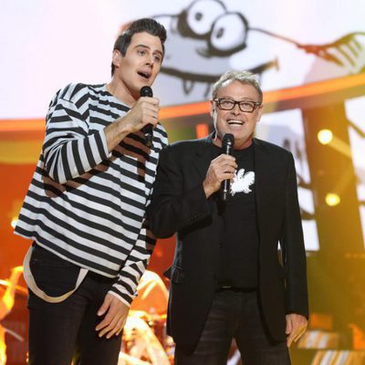 David Amor y Pablo Carbonell cantando "Mi agüita amarilla" en 'Tu cara me suena'