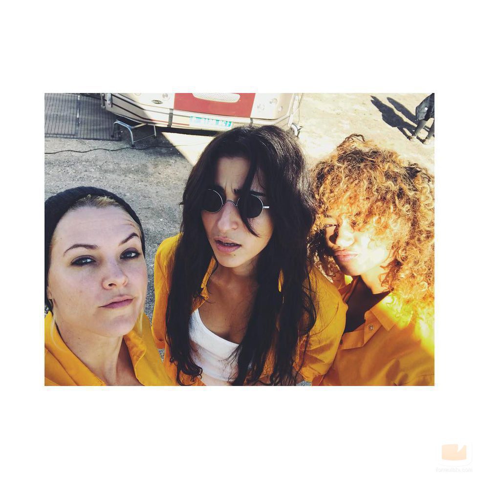 Maggie Civantos, Alba Flores y Berta Vázquez durante el primer día de rodaje de la tercera temporada de 'Vis a vis'