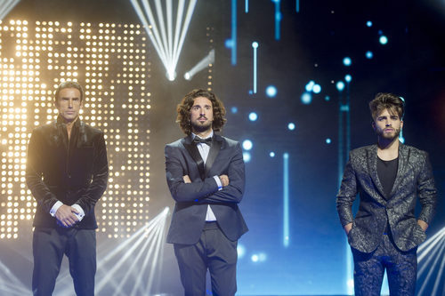 Hugo, Christian Gabaldón y Rubén, los tres finalistas del podio de 'GH Revolution' en la gala final