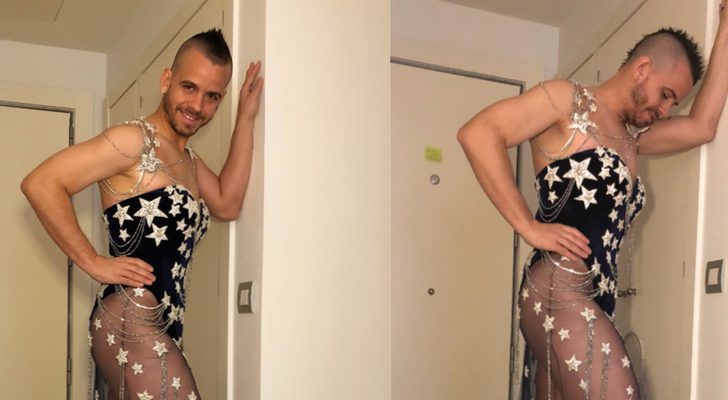 Dabiz Muñoz posa con el vestido de Cristina Pedroche en las Campanadas de 2017-2018