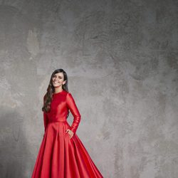 Cristina Pedroche posando con el vestido de corte de princesa que lució en las Campanafas 2017-2018