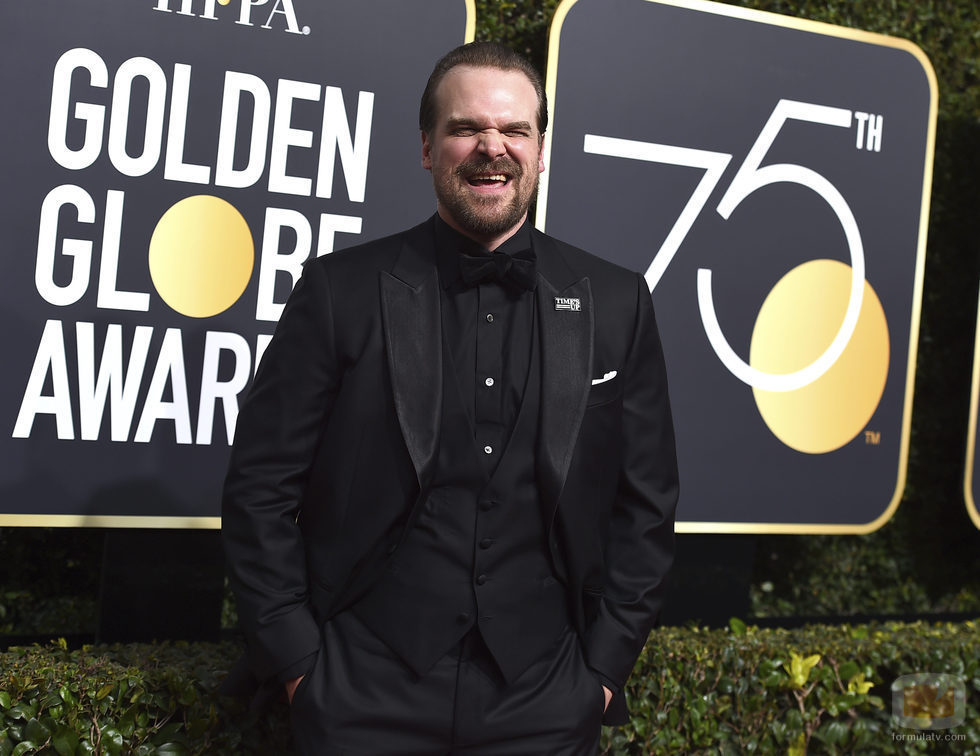 David Harbour posa en la alfombra roja de los Globos de Oro 2018