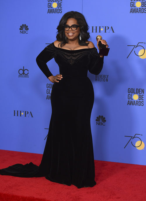 Oprah Winfrey, ganadora del premio honorífico Cecil B. DeMille en lo Globos de Oro 2018