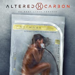 Cartel de 'Altered Carbon' con un cuerpo humano envasado al vacío