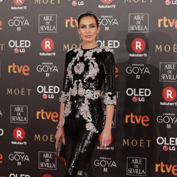 Nieves Álvarez posa en la alfombra roja de los Premios Goya 2018