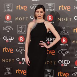 Dafne Fernández posa en la alfombra roja de los Premios Goya 2018