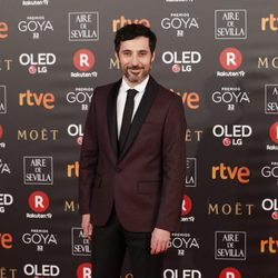 El actor Andrés Gertrúdix posa en la alfombra roja de los Goya 2018