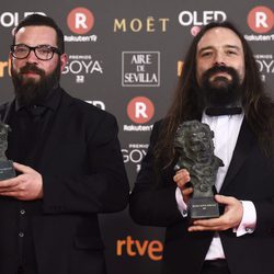 Jon Serrano, David Heras con su Premio Goya 2018 a Mejores efectos especiales