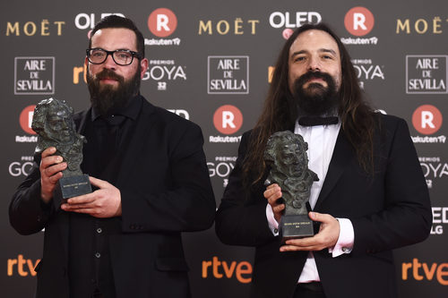 Jon Serrano, David Heras con su Premio Goya 2018 a Mejores efectos especiales