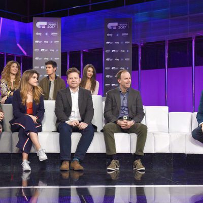 Los finalistas y parte del equipo de 'OT 2017' en la rueda de prensa
