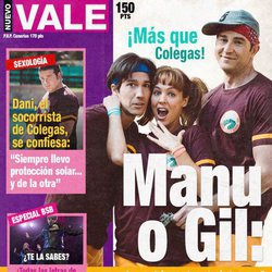 Manuel Feijóo, Lara de Miguel y Fernando Gil en la portada ficticia de Nuevo Vale para 'Colegas'