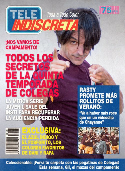Rafa Reaño en la portada ficticia de TeleIndiscreta para la promoción de 'Colegas'