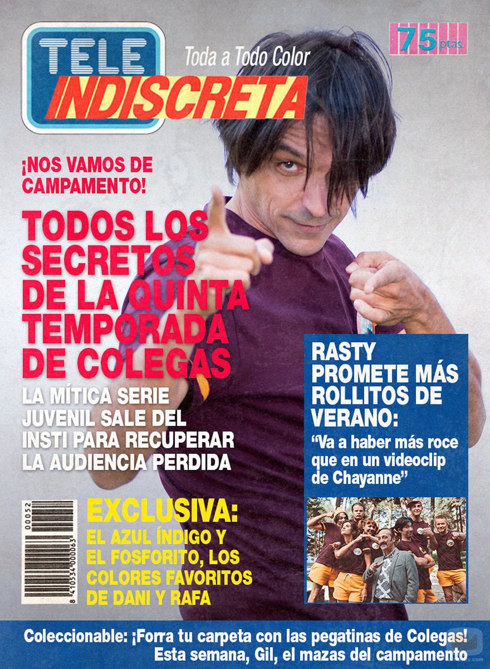 Rafa Reaño en la portada ficticia de TeleIndiscreta para la promoción de 'Colegas'