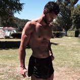 Jorge Pérez con el torso desnudo tras un entrenamiento