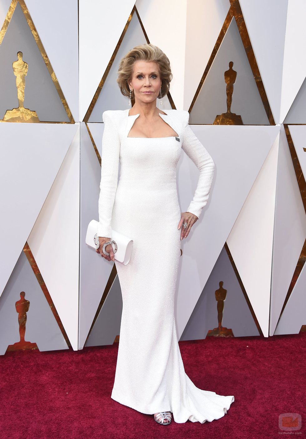 Jane Fonda posa en la alfombra roja de los Oscar 2018