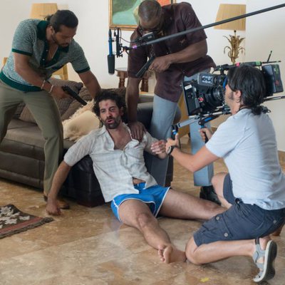 Tamar Novas en la grabación de 'Fariña'