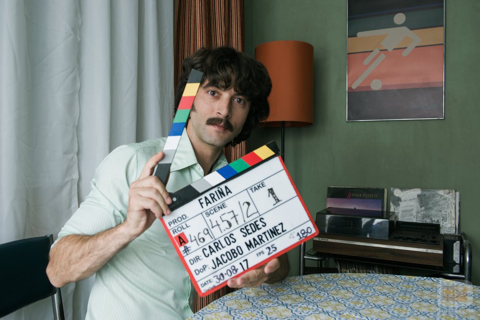 Javier Rey durante la grabación de 'Fariña'