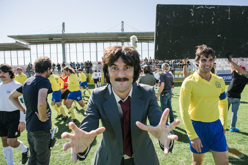 Javier Rey y Christian Escudero durante la grabación de 'Fariña'