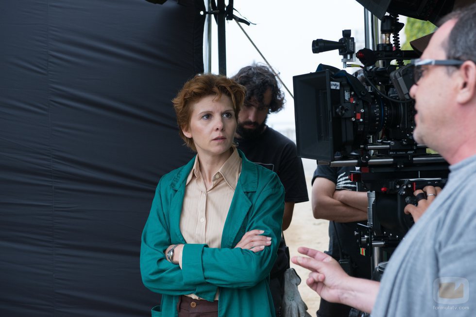 Isabel Naveira durante la grabación de 'Fariña'