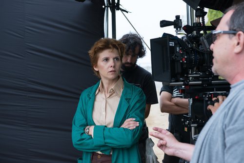 Isabel Naveira durante la grabación de 'Fariña'
