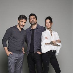 Leonardo Sbaraglia y Mi Hoa Lee junto al director de 'Félix', Cesc Gay