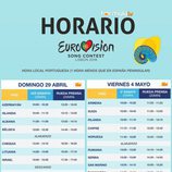 Los horarios de Eurovisión 2018