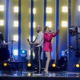Eye Cue, representantes de Macedonia en Eurovisión 2018, durante su primer ensayo