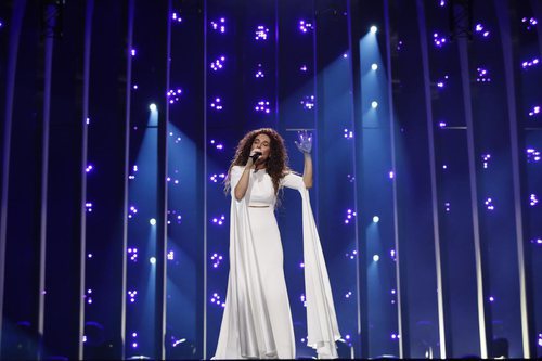 La representante de Grecia, Gianna Terzi, en el primer ensayo de Eurovisión 2018