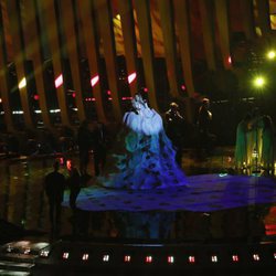 La representante de Rusia, Julia Samoylova, en su primer ensayo de Eurovisión 2018