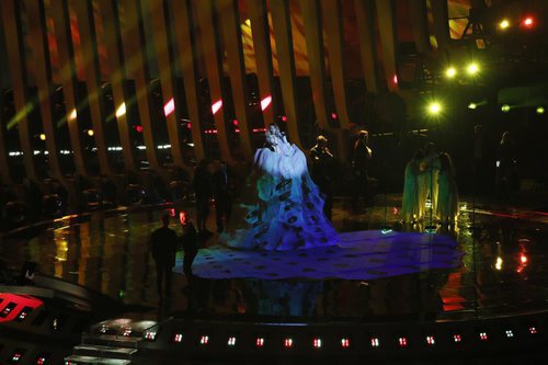 La representante de Rusia, Julia Samoylova, en su primer ensayo de Eurovisión 2018