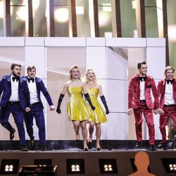 Las representantes de Moldavia, DoReDoS, en su primer ensayo de Eurovisión 2018