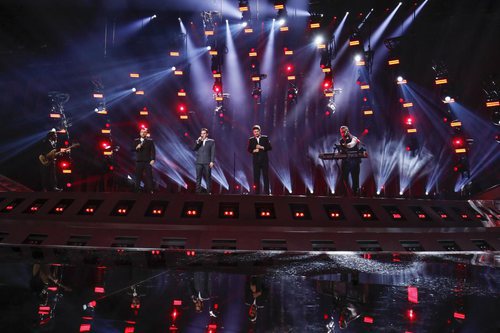 Los representantes de Georgia, Iriao, en su primer ensayo de Eurovisión 2018