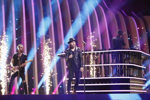 Los representantes de Polonia, Gromee y Lukas Meijer, en su primer ensayo de Eurovisión 2018