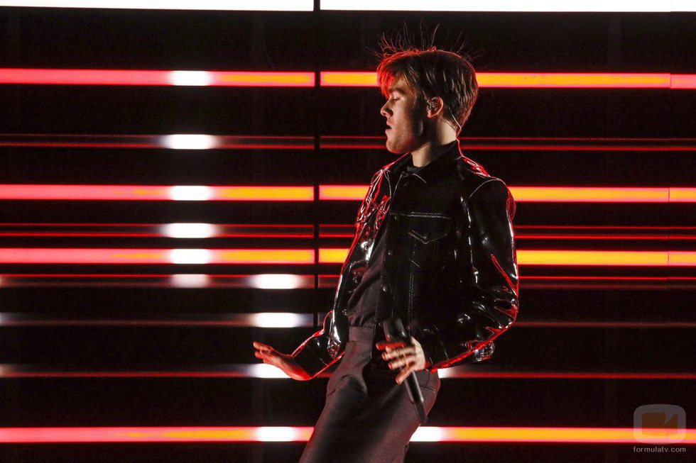 El representante de Suecia, Benjamin Ingrosso, en su primer ensayo de Eurovisión 2018