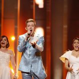 El representante de Montenegro, Vanja Radovanovic, en su primer ensayo de Eurovisión 2018