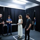 Amaia, Alfred y Manu Guix antes del primer ensayo en Eurovisión 2018