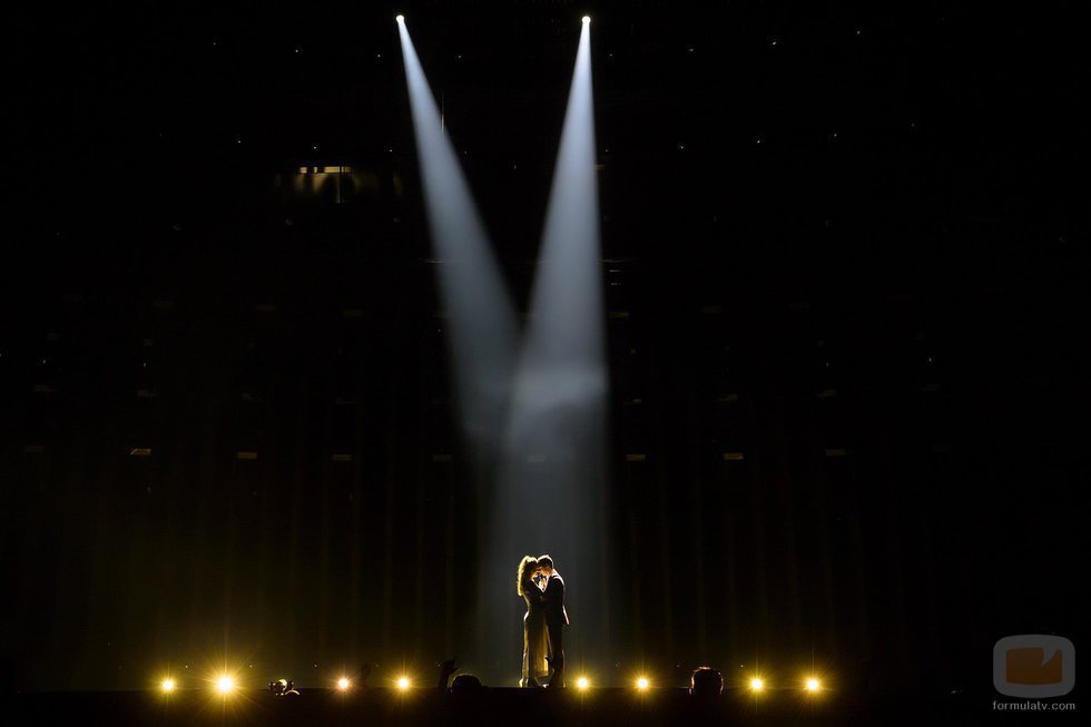 El final de la actuación de Amaia y Alfred en el primer ensayo de Eurovisión 2018