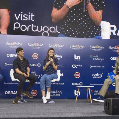 Ana María Bordas, Alfred y Amaia en la primera rueda de prensa de España en Eurovisión 2018