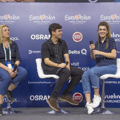 Amaia, sonriente en la primera rueda de España en Eurovisión 2018