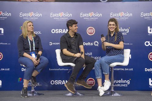Amaia, sonriente en la primera rueda de España en Eurovisión 2018