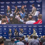 Los medios escuchan a Amaia y Alfred en la primera rueda de prensa de España en Lisboa