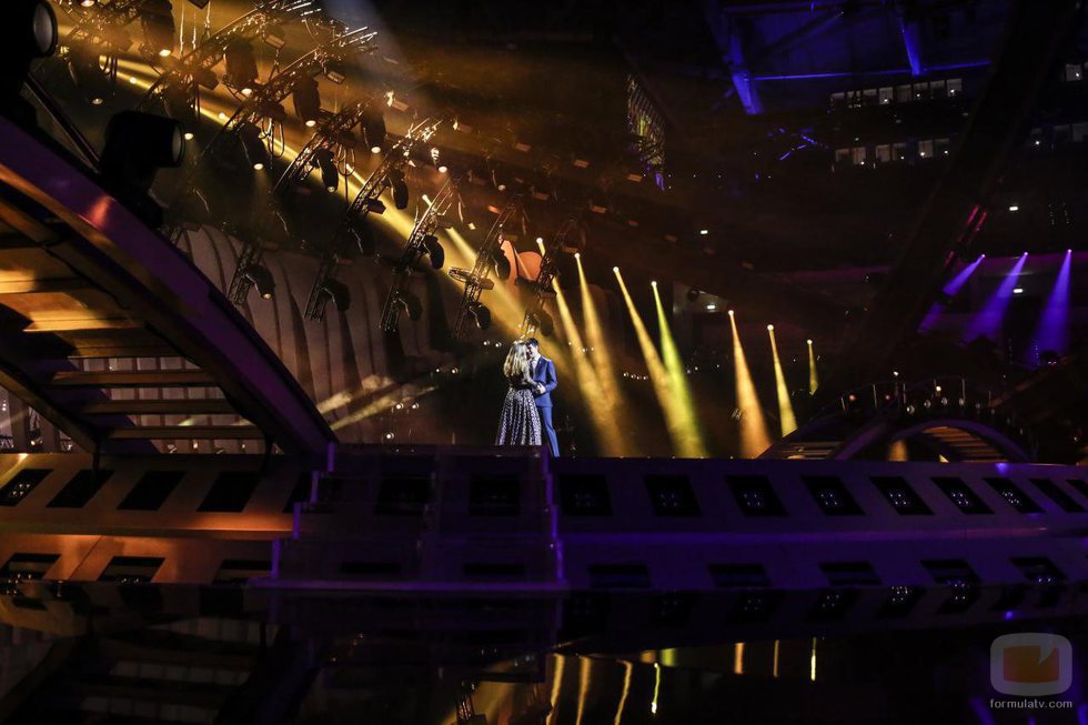 Amaia y Alfred en el Altice Arena de Lisboa durante su segundo ensayo para Eurovisión 2018