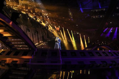 Amaia y Alfred en el Altice Arena de Lisboa durante su segundo ensayo para Eurovisión 2018