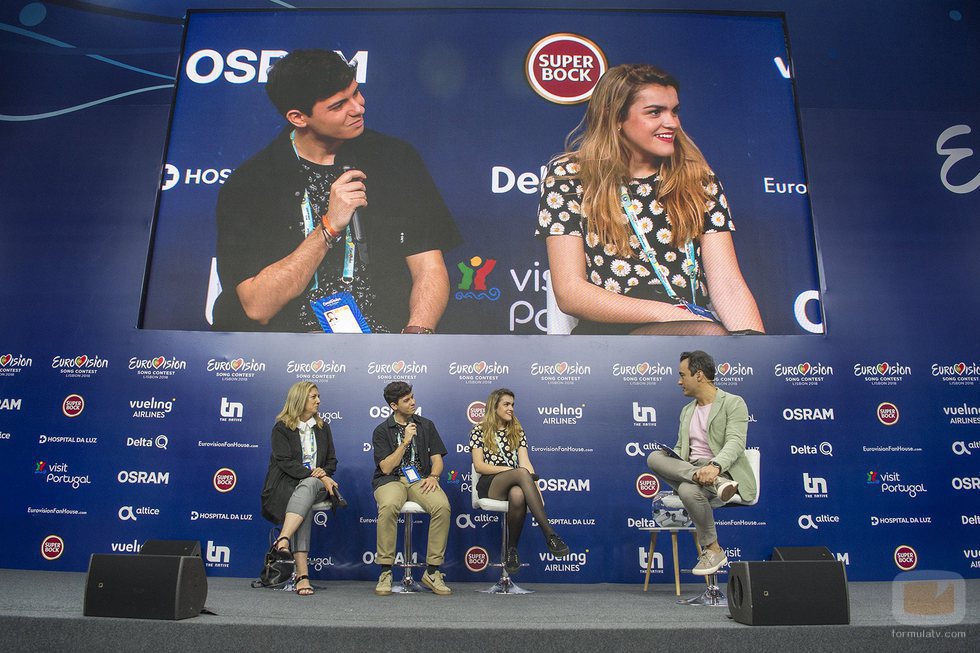 Alfred y Amaia ofrecen una rueda de prensa en Lisboa para promocionar la candidatura española en Eurovisión