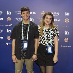 Alfred y Amaia posan en el photocall de Eurovisión 2018 minutos antes de ofrecer una rueda de prensa