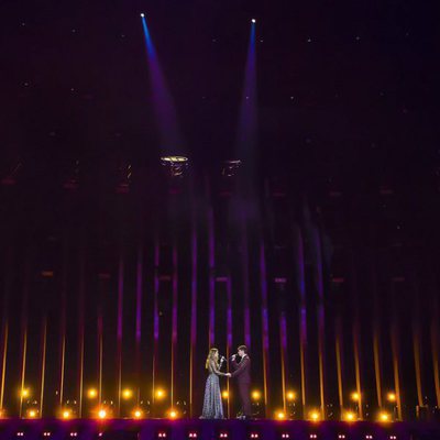 Amaia y Alfred en el ensayo general de la gran final de Eurovisión 2018